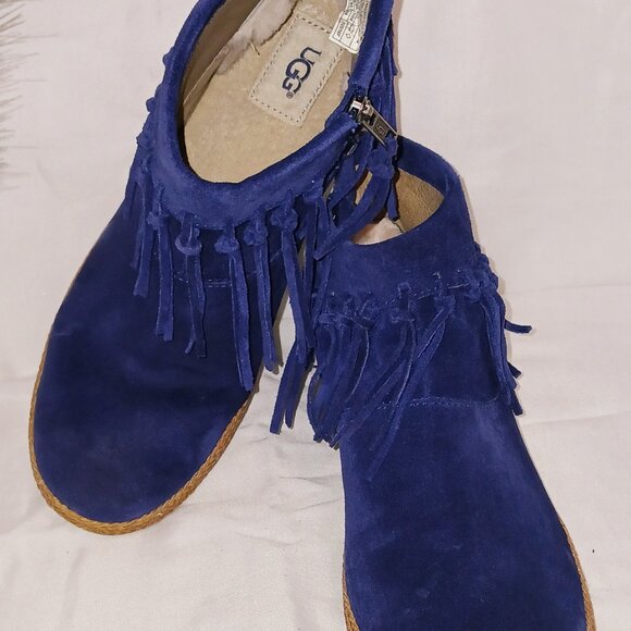 UGG Blue Suede Fringe Ankle Boots – Size 8.5 (Like New!) - Picture 6 of 6